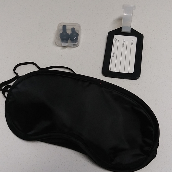 Bundle 3 Travel Items; Eye Cover Sleep Mask+Ear Plugs for Sleeping +Luggage Tag, - Picture 2 of 16